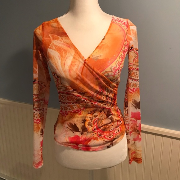 Cache Tops - Cache Sheer Wrap Blouse - Size Small